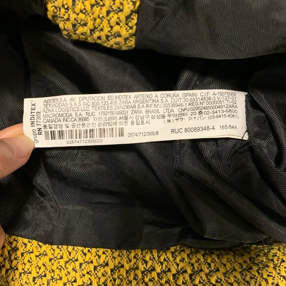 ZARA Women Tweed Blazer 2674/712, Yellow, Size S - Picture 5 of 7